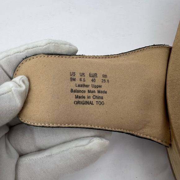 Dr Scholl’s SHOES, NAVY BLUE LEATHER TOP, ADJUSTABLE TOP STRAP, WOODEN SOLE, 9M - Picture 12 of 16